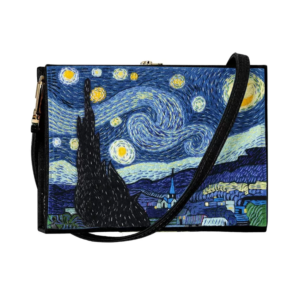 Hot Mini Van Gogh Blak Strapped Mini Book Clutch