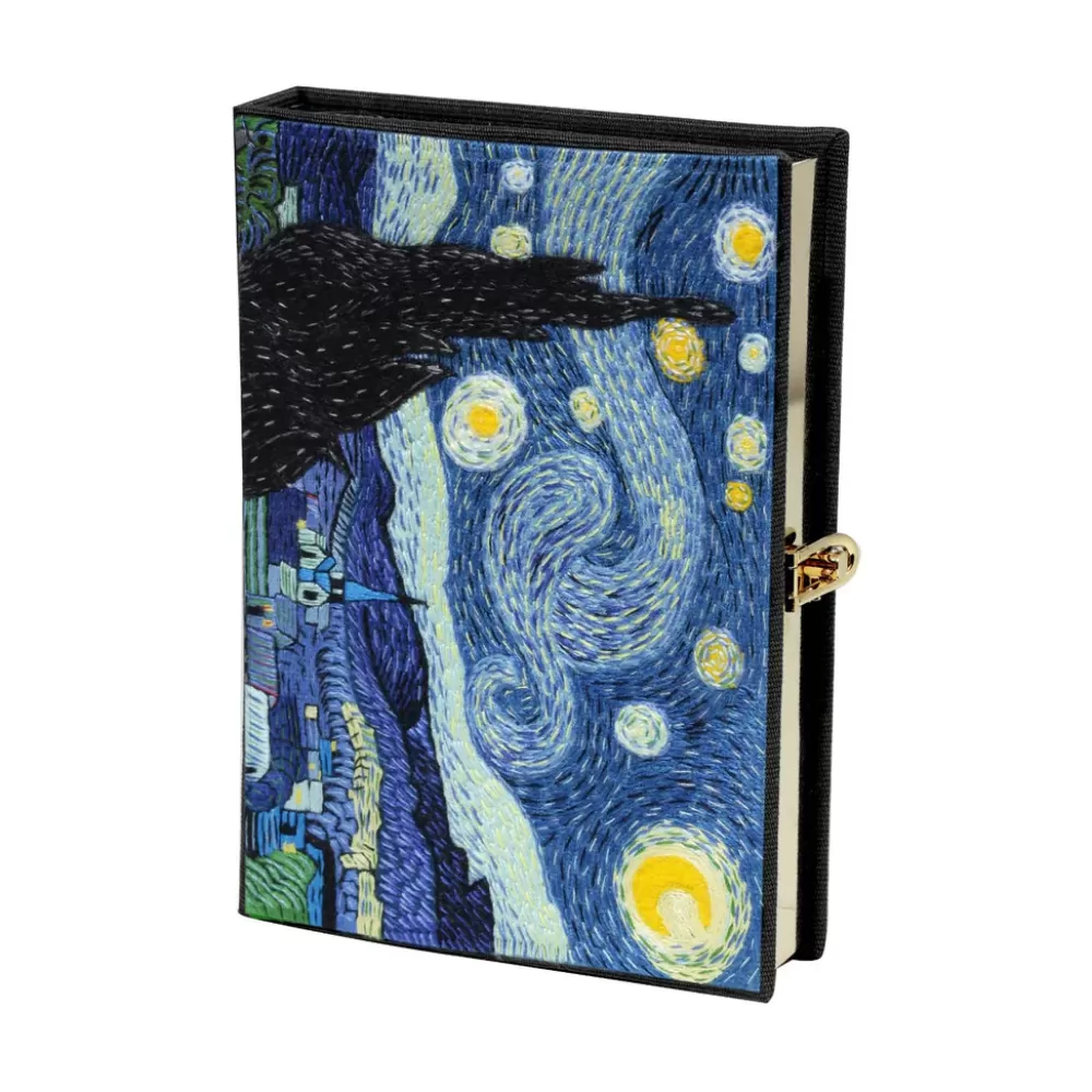 Hot Mini Van Gogh Blak Strapped Mini Book Clutch