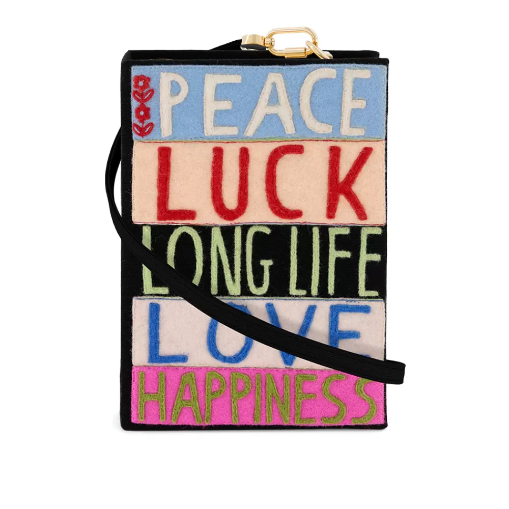 Hot Peace Luck Love Strapped Book Clutch