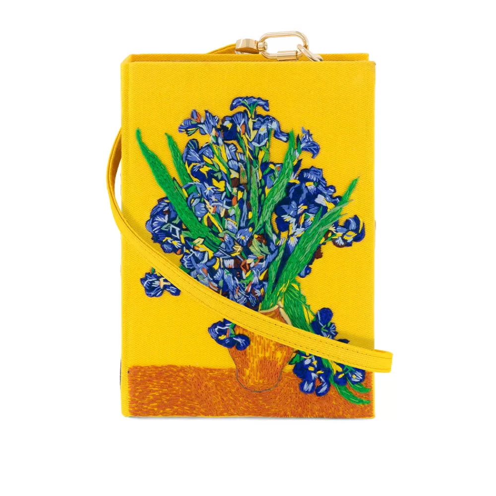 Fashion Vase With Irises Van Gogh Strapped Book Clutch