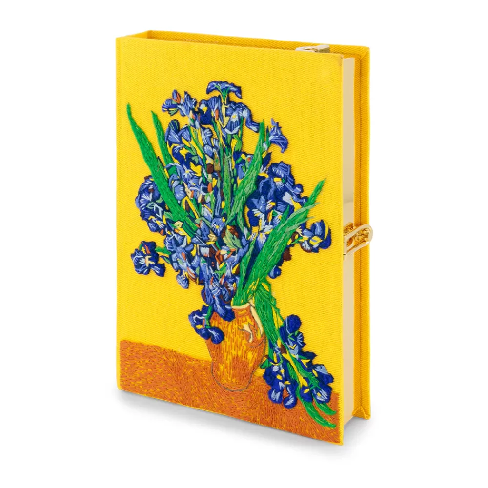 Fashion Vase With Irises Van Gogh Strapped Book Clutch